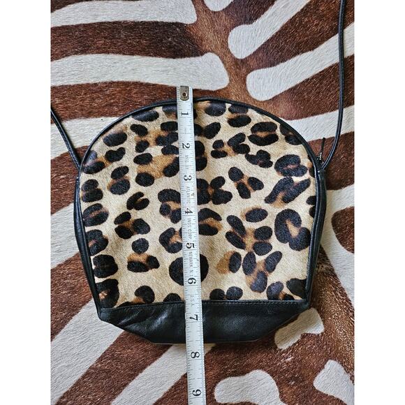 Vintage Cache Leather & Leopard Print Cowhide Crossbody Purse - Picture 6 of 7